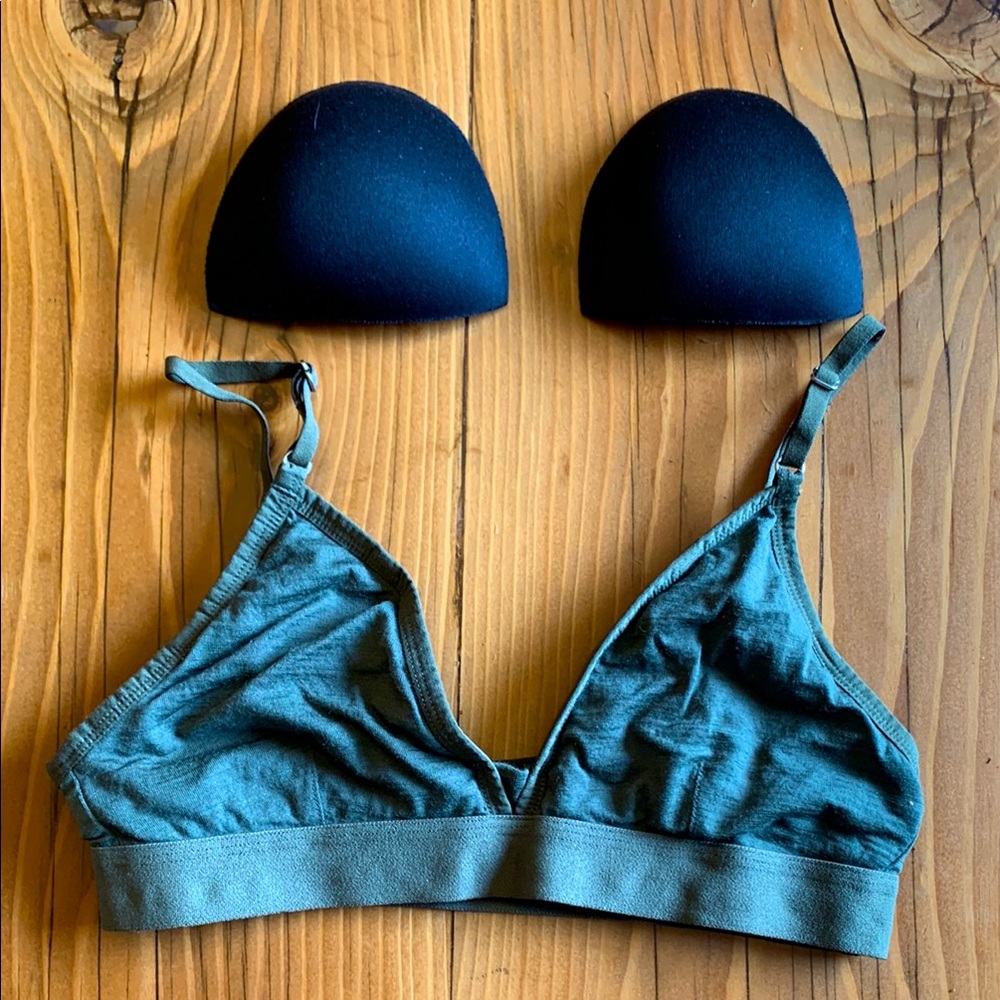Icebreaker merino wool Siren bra with inserts, Loden, size S, VGUC